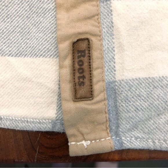 Roots Plaid Thick Casual Blue Long Sleeves Button Down Shirt Sweater Sweatshirt. - Picture 15 of 16